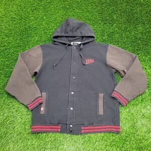 VANS Varsity Snap Hoodie Jacket Medium 22x25 Colorblock Cropped